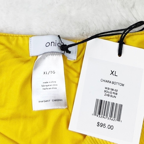 NWT Onia Chiara Ribbed High Cut Bikini Bottoms in Sun Yellow - Picture 6 of 7